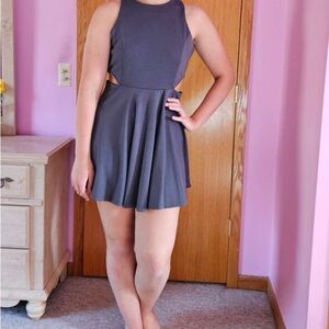 Navy open side skater dress